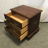 Vintage Federal Cherry Veneer 3-Drawer Night Stand