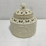 Vintage Round Lenox Cream Porcelain "Versailles" Candlebox