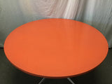 Vintage MCM Round Orange Laminate Dining Table