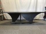 Vintage Atomic Black Laminate & Amber Glass Triangle Coffee Table