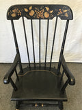 Vintage Black-Stained Solid Wood Children's Rocking Chair