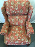 Vintage Orange Floral Upholstered Wingback Recliner
