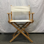 Solid Tropical Wood & White Canvas Folding Director's Chair