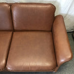 Vintage 1970's Danish Modern Brown Bonded Leather Sofa