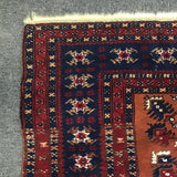 Vintage Red, Blue, & Brown Geometric Wool 4x6 Area Rug