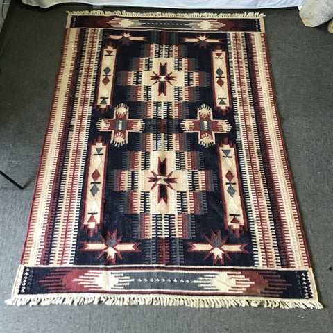 Modern The Citizenry "Keya" Blue & Red Wool 8x5 Area Rug