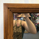 Vintage Oak-Framed Beveled Glass Mirror