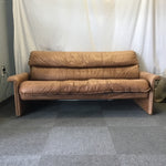 Vintage Danish Modern Dyrlund Brown Leather Sofa