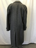 Vintage Brookshire Men's Grey & Black Wool Double-Breasted Long Coat