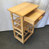 Modern Solid Tropical Wood 5-Tier 1-Drawer Kitchen Cart
