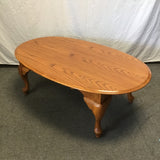 Vintage Farmhouse Oak Veneer Oval Coffee Table