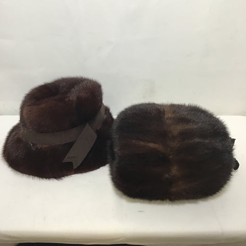 2pc Vintage B. Forman Mink Fedora & Muff Set