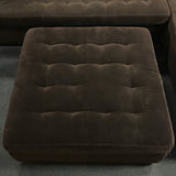 3pc Modern American "Astoria" Leather Brown Suede Sectional & Ottoman