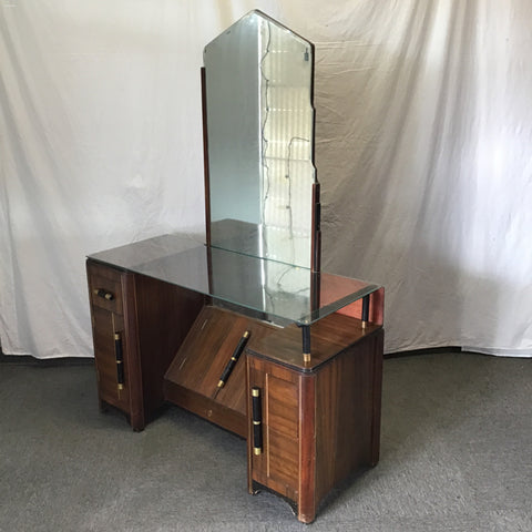 Vintage Art Deco/MCM Walnut Veneer Vanity