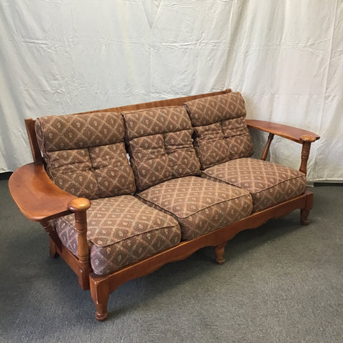 Vintage Cushman Colonial Solid Black Walnut Wing-Arm Sofa