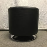 Modern MCM Black Tahari Home Black Vinyl Swivel Ottoman