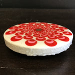 Susan Sitaraman Single Hand Painted Monochrome Flower On Round White Tile Magnet