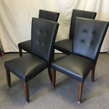 Set of 4 Modern Black Faux-Leather Dining Chairs