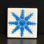 Susan Sitaraman Single Hand Painted Snowflake Mandala On White Tile Magnet