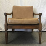 Vintage MC Solid Maple & Tan Vinyl Armchair
