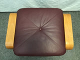 Vintage Danish Modern Palliser Burgundy Leather Armchair & Ottoman