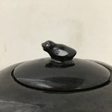 3pc Vintage MCM Black Ceramic Rooster Tea Set