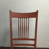 Vintage Red Painted Wooden Spindle Back Rocking Chair with Cane Seat