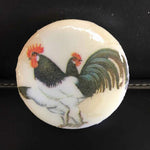 Susan Sitaraman Single Chicken Decoupage On Round White Tile Magnet