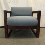 Modern Blue Upholstered & Oak Armchair