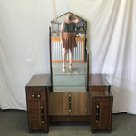 Vintage Art Deco/MCM Walnut Veneer Vanity