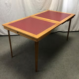 Vintage Stakmore Maple & Red Vinyl Draw-Leaf Card Table