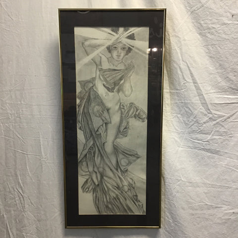 Framed Signed Original Pencil Figure Art