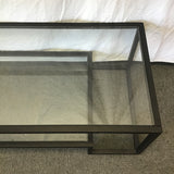 Modern Black Metal Glass-Top 2--Tier Coffee Table