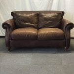 Modern Colonial Natuzzi Brown Leather Loveseat