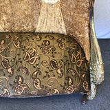 Modern Wing-Arm Brown Upholstered Settee