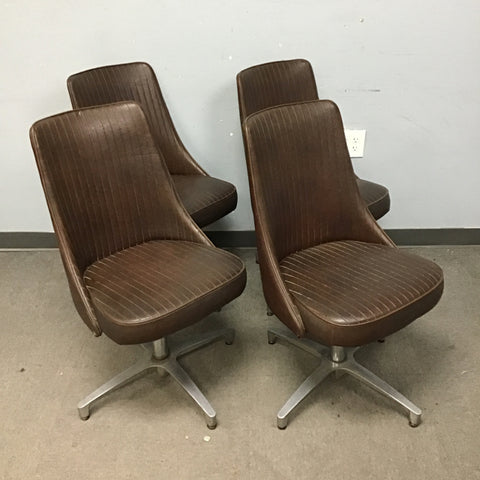 Set of 4 Vintage Mid-Century Modern Chromecraft Brown Vinyl Dining Chairs