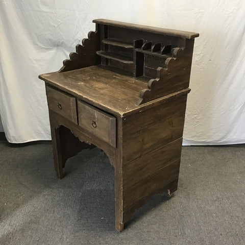 Vintage Rustic Brown Painted 2-Drawer Desk