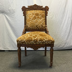 Vintage Eastlake Floral Gold Velvet Burnout Accent Chair