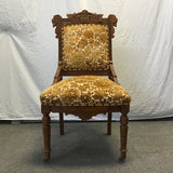 Vintage Eastlake Floral Gold Velvet Burnout Accent Chair