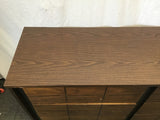 Vintage MC Faux-Walnut Formica 6-Drawer Dresser