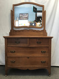 Vintage Craftsman Solid Oak 4-Drawer Dresser