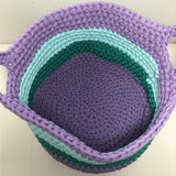 Sarahjane Harrigan Large Purple & Green Crocheted Basket