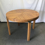Vintage MCM Round Drexel Black Walnut Veneer Expanding Dining Table