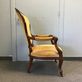 Antique Eastlake Yellow/Brown Velvet Accent Chair