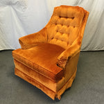 Vintage MCM Kroehler Orange Upholstered Swivel Rocking Chair
