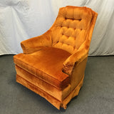 Vintage MCM Kroehler Orange Upholstered Swivel Rocking Chair