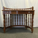 Vintage Oak Veneer Bow-Front Desk