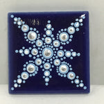 Susan Sitaraman Single Hand Painted Snowflake Mandala On Blue Tile Magnet