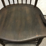 Vintage Black-Stained Solid Oak Accent Chair