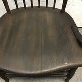 Vintage Black-Stained Solid Oak Accent Chair